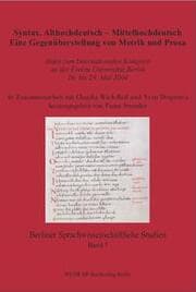 Cover von Syntax. Althochdeutsch - Mittelhochdeutsch