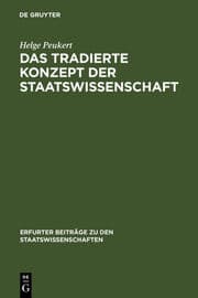 Cover von Das tradierte Konzept der Staatswissenschaft