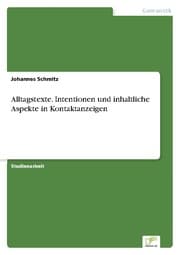 Cover von Alltagstexte. Intentionen und inhaltliche Aspekte in Kontaktanzeigen