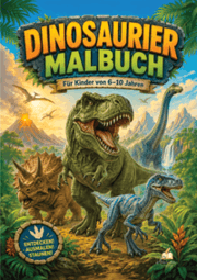 Cover von Dinosaurier Malbuch für Kinder von 6-10 Jahren mit 70 starken Ausmalmotiven