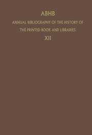 Cover von Annual Bibliography of the History of the Printed Book and Libraries