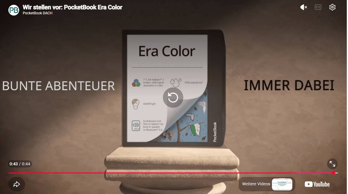 PocketBook era color in Mitte des Bildes ist der Era Color von PocketBook platziert